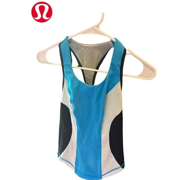 Lululemon Cardio Kick Tank | Beach Blanket Blue / Aquamarine / Black | Size: 2 - Picture 5 of 14